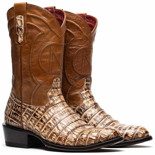 Phoenix Genuine Caiman Belly Skin Stone Orix Cowboy Boot | Marco Di Milano Western Boots