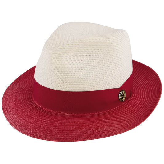 Stetson Toledo Milan Straw Hat in Ivory/Red