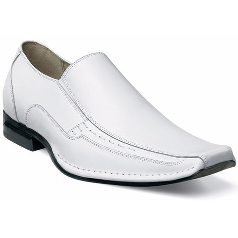 STACY ADAMS Templin White Real Leather Slip-Ons