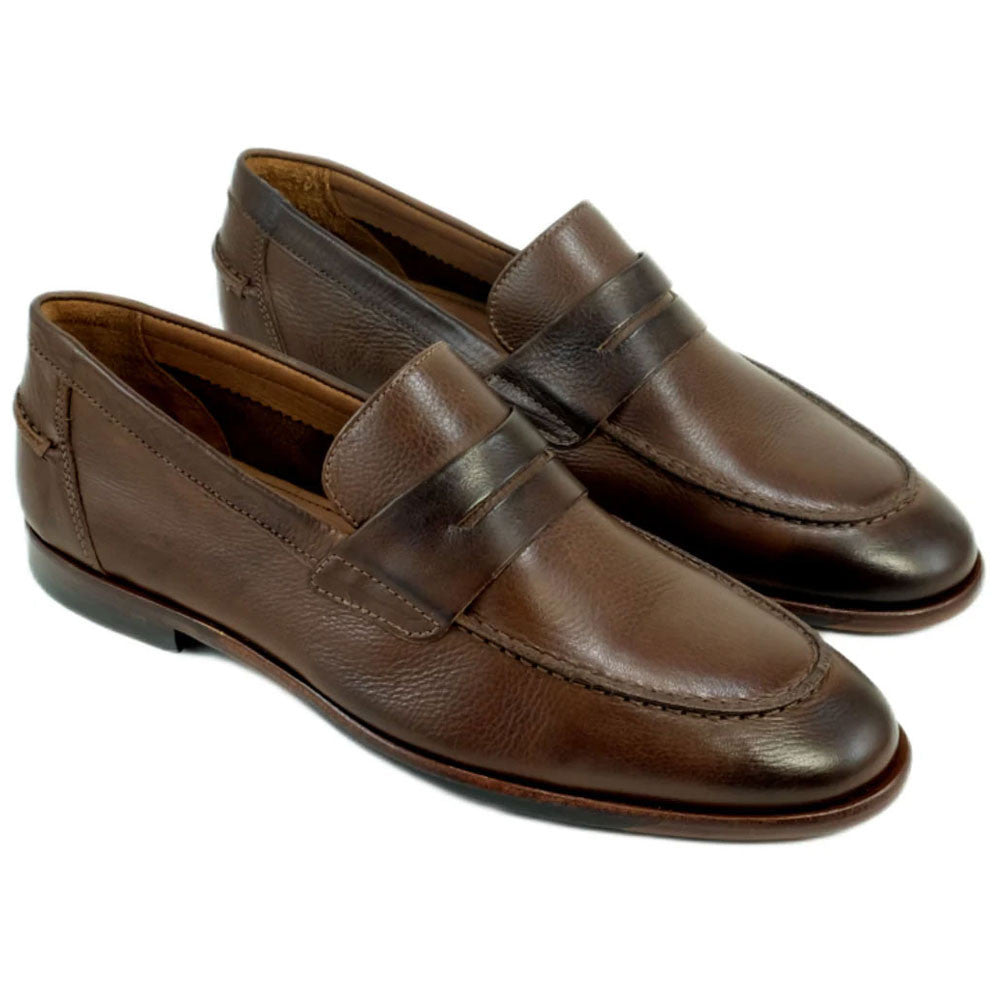 Alan Payne Naples Men's Brown Calfskin Moc Toe Dress Loafer