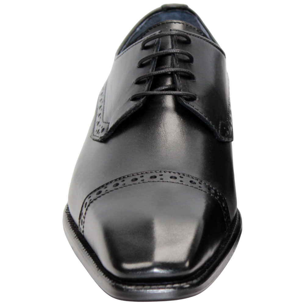 Duca Lombardi Men's Black Calf-Skin Leather Oxfords Shoes