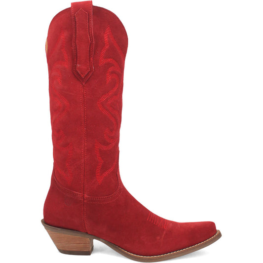 Dingo Suede White Snip Toe Western Boots for Women