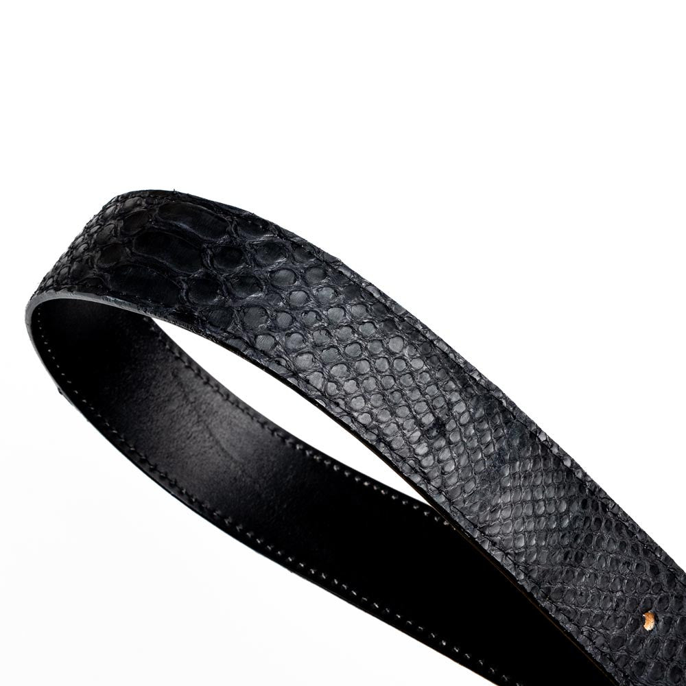 Arkansas Genuine Python Skin Western Belt in Black with Antique Western Buckle | Marco Di Milano Exotic Belt