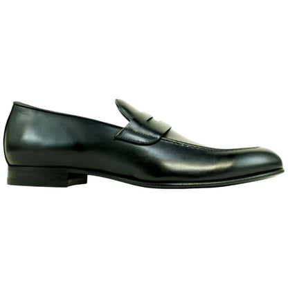 Alan Payne Men's Carlo Black Round Toe Italian Calfskin Penny Loafer