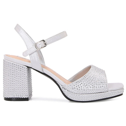 Lady Couture Judy 3” Block Heel Sandals in Silver
