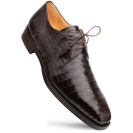 Mezlan Men's Genuine Alligator Brown Derby Lace-Up Shoes