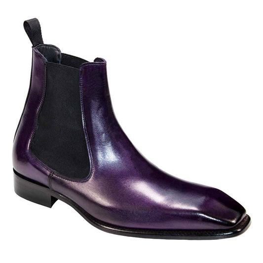 Duca Empoli Men's Purple Calf-Skin Leather Boots