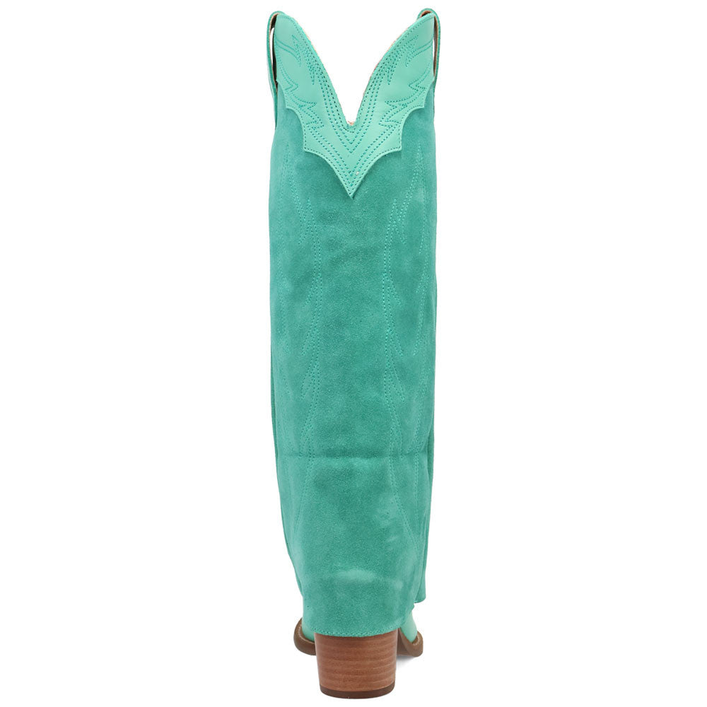 Wild Fire Leather Green Cuffed Self-Embroidered Snip Toe Women Boot | Dingo Western Cowgirl Boots
