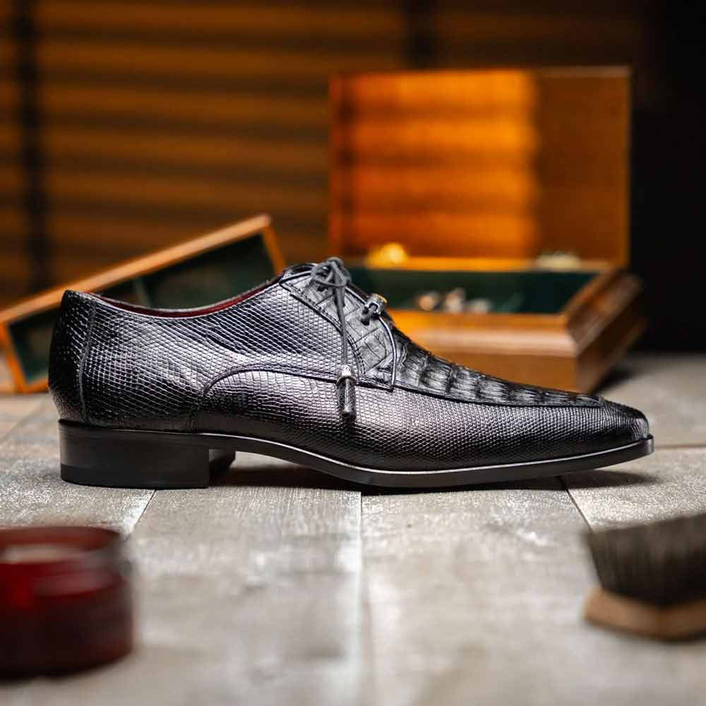 Marco Di Milano Merida Black Caiman & Lizard Dress Derby