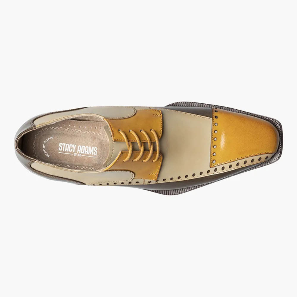 Stacy Adams Plaza Olive Multi Modified Cap Toe Leather Oxfords (USA Men Size)