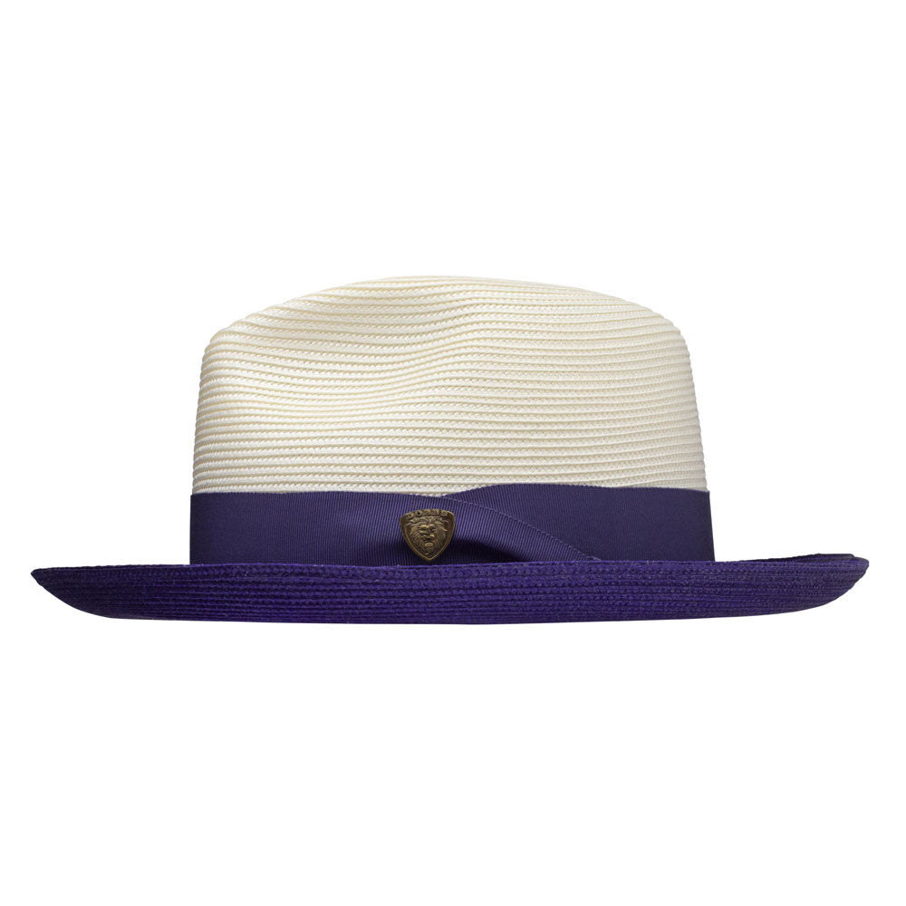 Dobbs Toledo Milan Straw Hat in Ivory/Purple