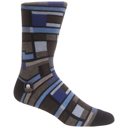 Offset Stripe Blue Navy Men’s Crew Dress Sock | Stacy Adams Premium Socks