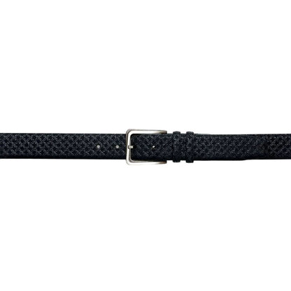 Mezlan Men's Printed Suede and Calf Trim Belt in Black