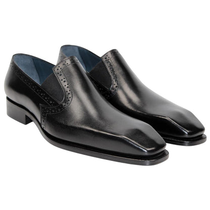 DUCA Paliano Black Italian Leather Slip-On Loafers for Men