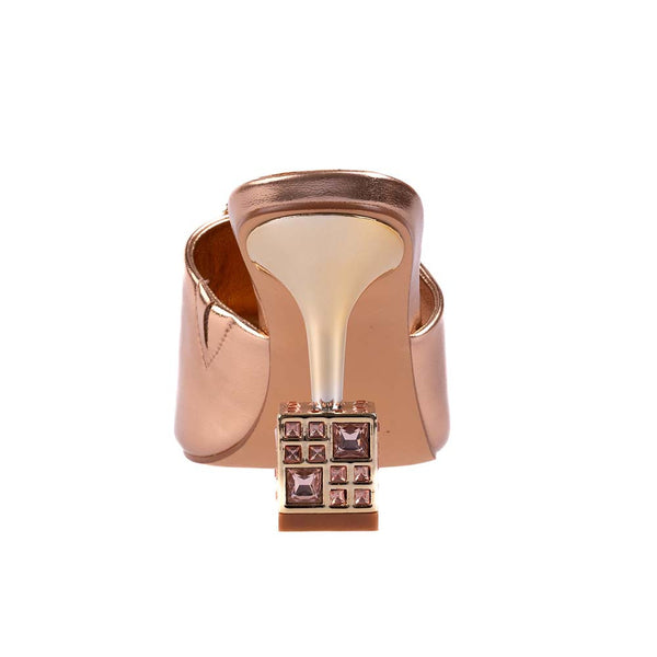 Lady Couture CASINO Rose Gold Jeweled Metallic Square Heel Slide