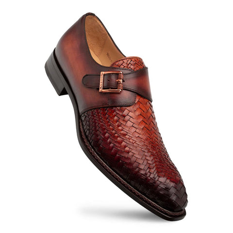 Mezlan Temi Cognac/Rust Monk Strap Calfskin Shoes