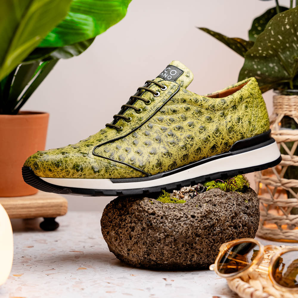 Marco Di Milano Scanno Antique Green Ostrich Fashion Sneakers