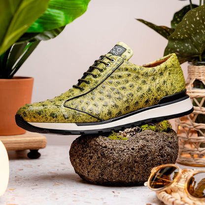 Marco Di Milano Scanno Antique Green Ostrich Fashion Sneakers