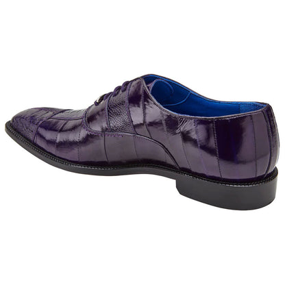 Belvedere Mare Purple Men's Genuine Ostrich & Eel Split-Toe Oxford Shoes