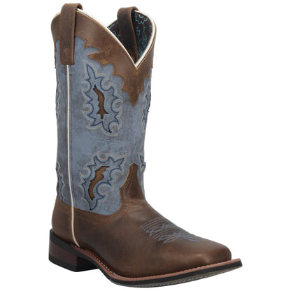 Laredo Isla Tan Leather Broad Square Toe Western Cowgirl Boots (USA Women Size)