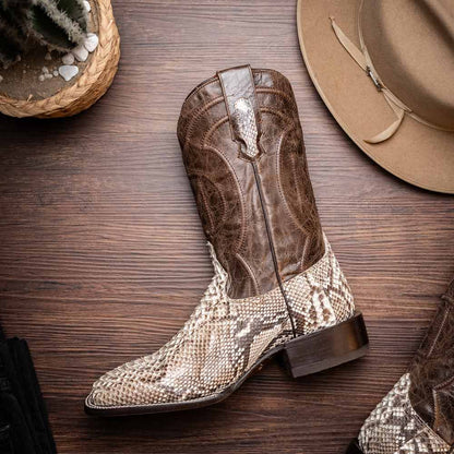 Missouri Genuine Python Skin Natural Cowboy Boot | Marco Di Milano Western Boots