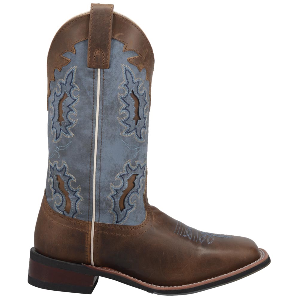 Laredo Isla Tan Leather Broad Square Toe Western Cowgirl Boots (USA Women Size)