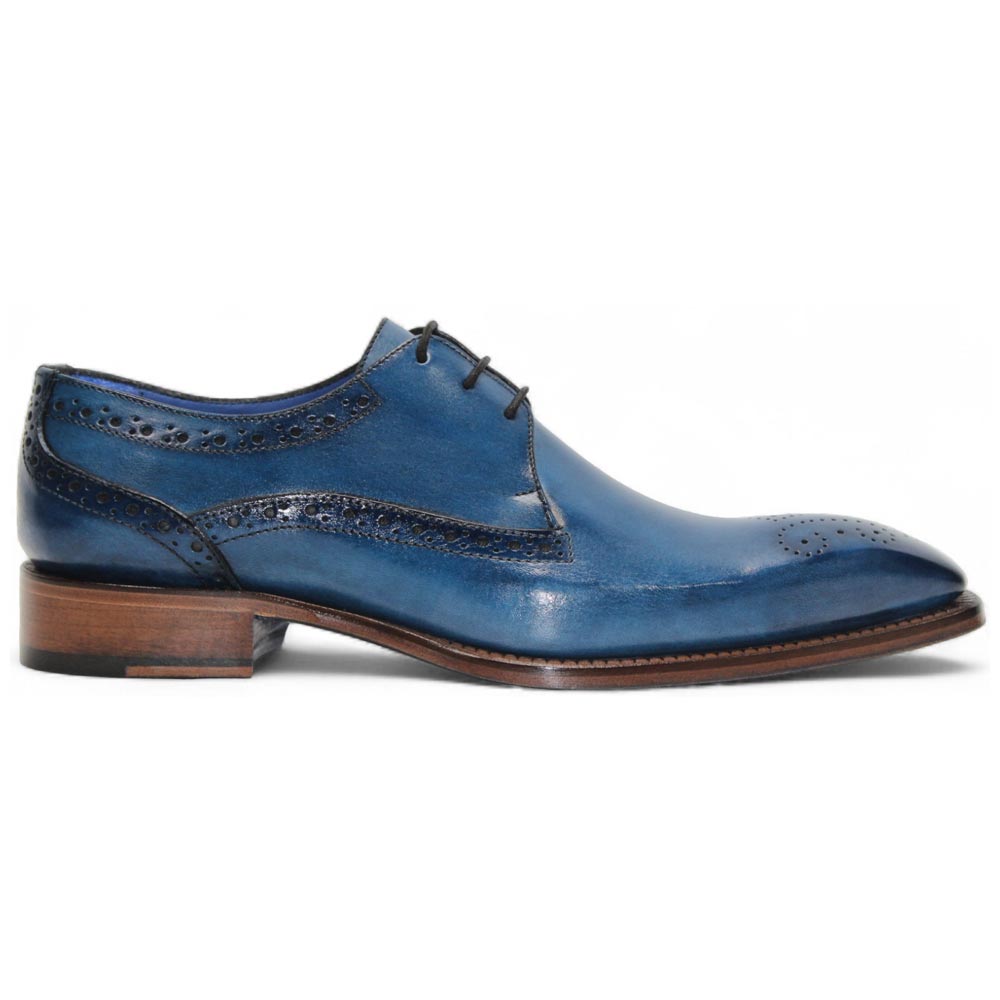 Emilio Franco Giacamo Ocean Blue Calfskin leather Derby Oxfords for Men