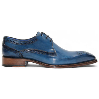 Emilio Franco Giacamo Ocean Blue Calfskin leather Derby Oxfords for Men