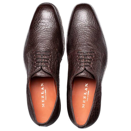 Mezlan Aspen Pebbled Leather Derby - Men's Brown Lambskin Derby