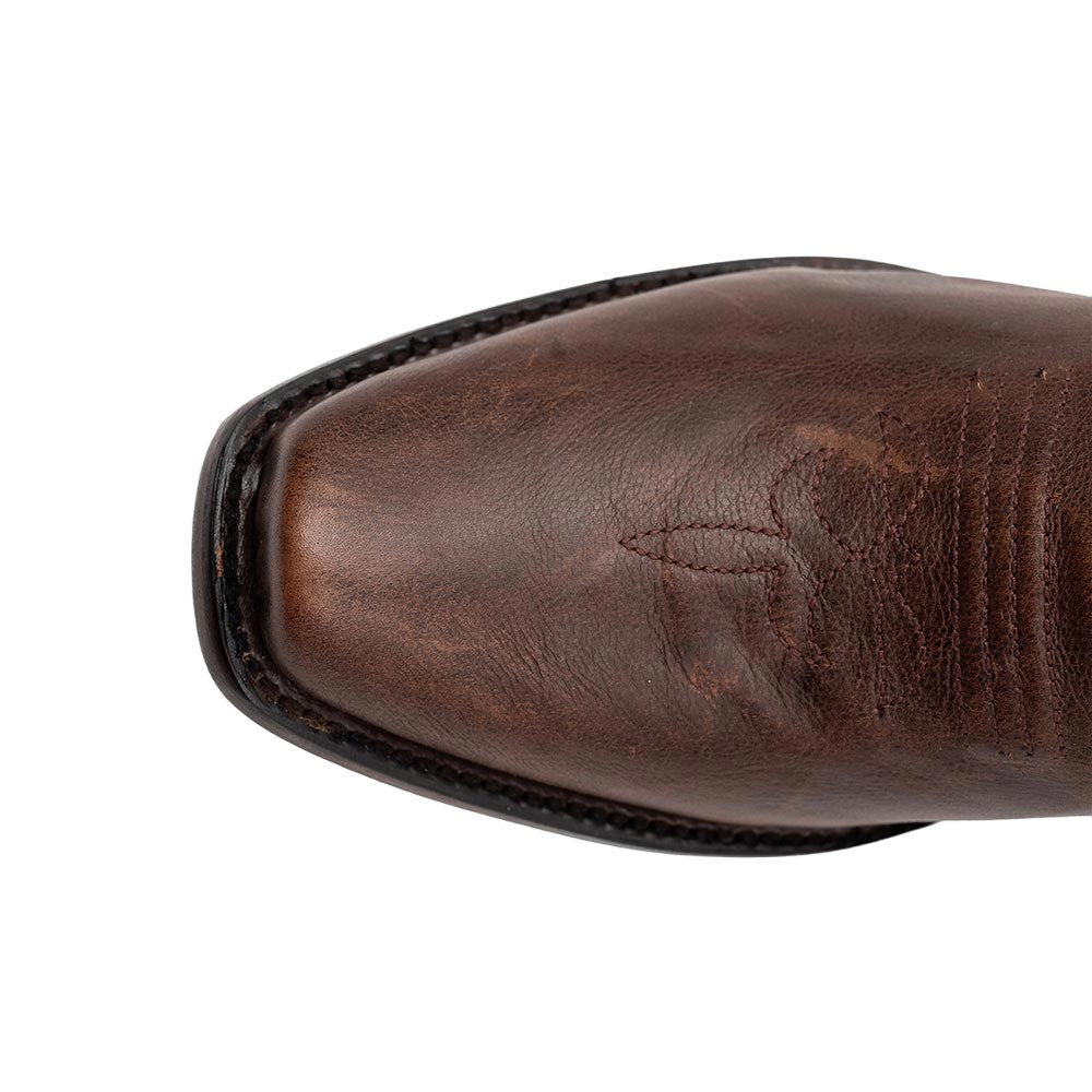 Ferrini Wyatt Chocolate Full Grain Narrow Square Toe Leather Cowboy Boots