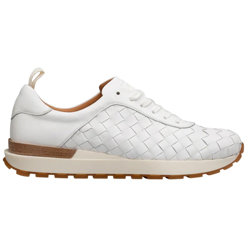 Mezlan of Spain Men’s Concha Woven Calfskin White Round Toe Luxury Sneaker