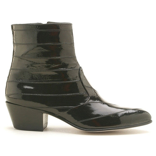 Los Altos Men’s Black Genuine Eel Skin Leather Ankle Boots