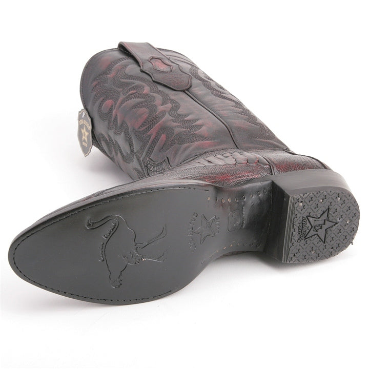 Los Altos Cherry Boots Genuine Ostrich Skin