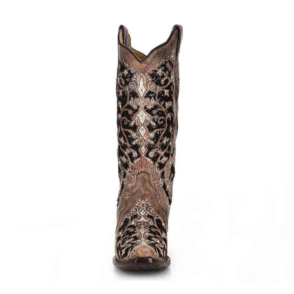 Corral Black Glitter Inlay & Crystal Boots