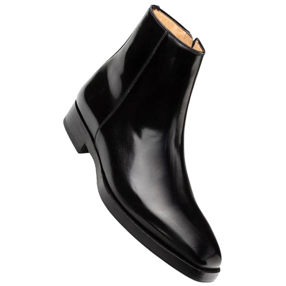 Mezlan Alta Men's Black Hi-Shine Calfskin Ankle Boot - Handmade in Spain