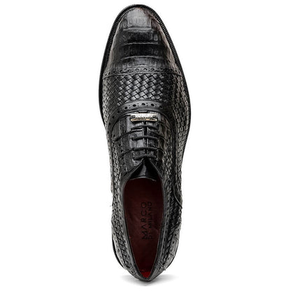 John Black Men’s Woven calfskin Genuine Caiman Crocodile Cap Toe Oxford | Marco DI Milano