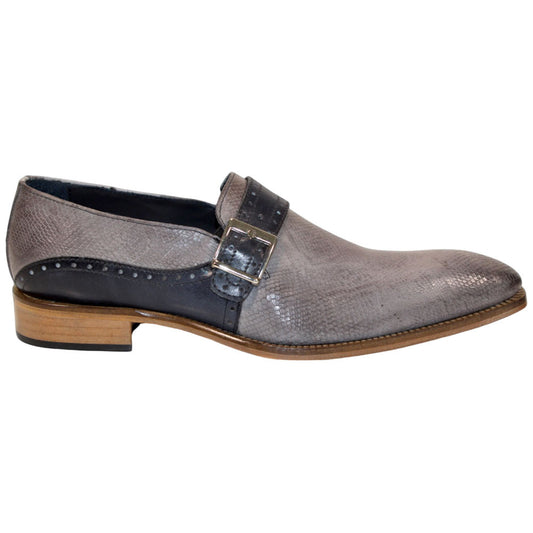 Duca Sezze Men's Light Grey/Dark Grey Snake Print/Calf-Skin Leather Loafers