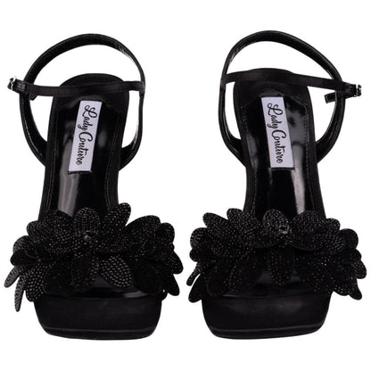 Lady Couture Lust Black Rhinestone Stud Slingback Heels