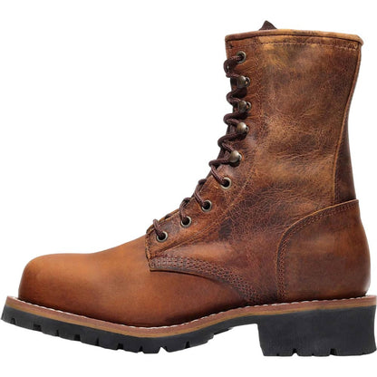 Bonanza 9" Steel Toe Crazy Brown Logger Work Boots