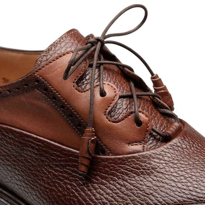 Mezlan Nord Cognac Burnished Calfskin Wing Tip Oxford Brogue Dress Shoe