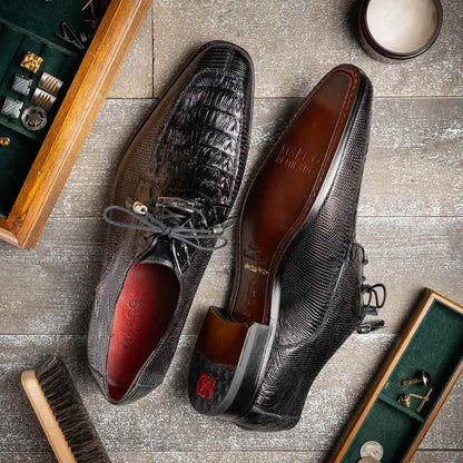 Marco Di Milano Merida Black Caiman & Lizard Dress Derby