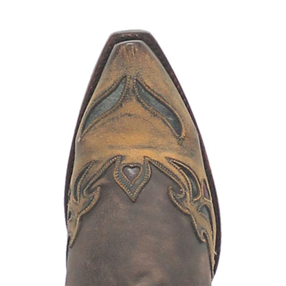 Dan Post Women’s Vintage Bluebird Chocolate & Teal 11” Snip Toe Cowboy Boot