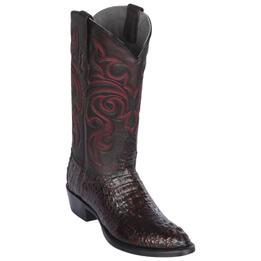 Los Altos Black Cherry Caiman Hornback Boots