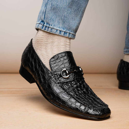 Landro Men’s Genuine Caiman Skin Moc Toe Bit Loafers | Marco Di Milano