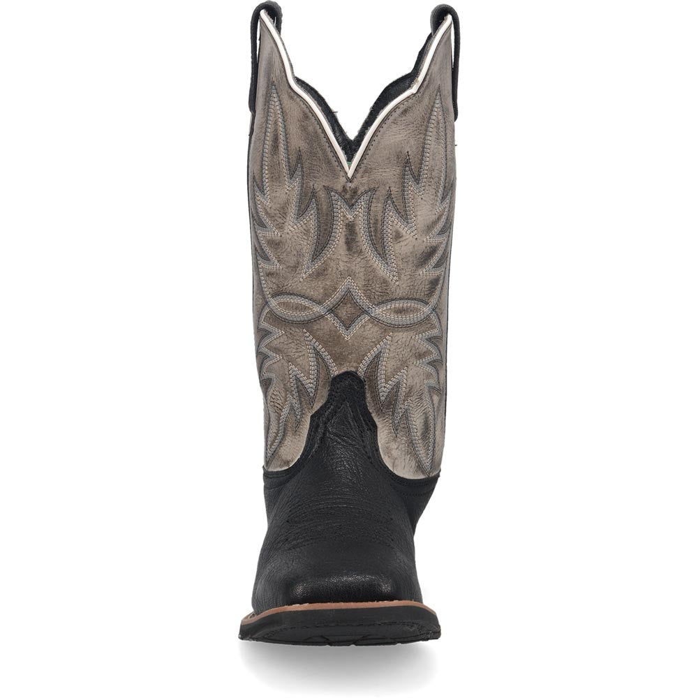 Laredo Isaac Black/Grey Leather Square Toe Western Cowboy Boot (USA Men Size)