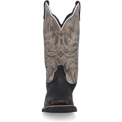 Laredo Isaac Black/Grey Leather Square Toe Western Cowboy Boot (USA Men Size)