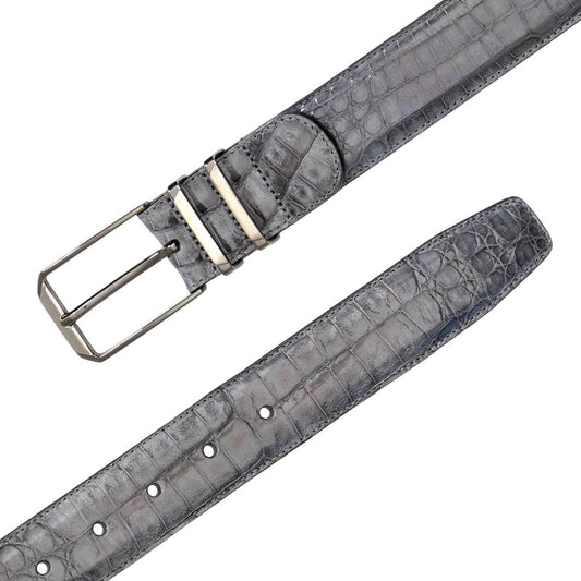 Mezlan Men's Genuine Crocodile Belt in Grey