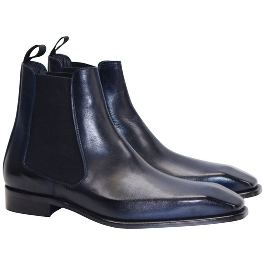 Duca Empoli Men's Blue Calf-Skin Leather Boots
