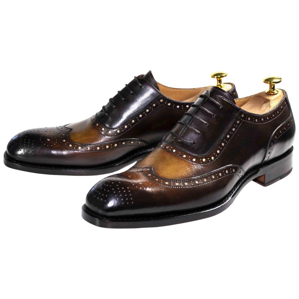 Ugo Vasare H and H Oxford Goodyear Welt Wingtip Bubble Toe Cognac Dress Shoes