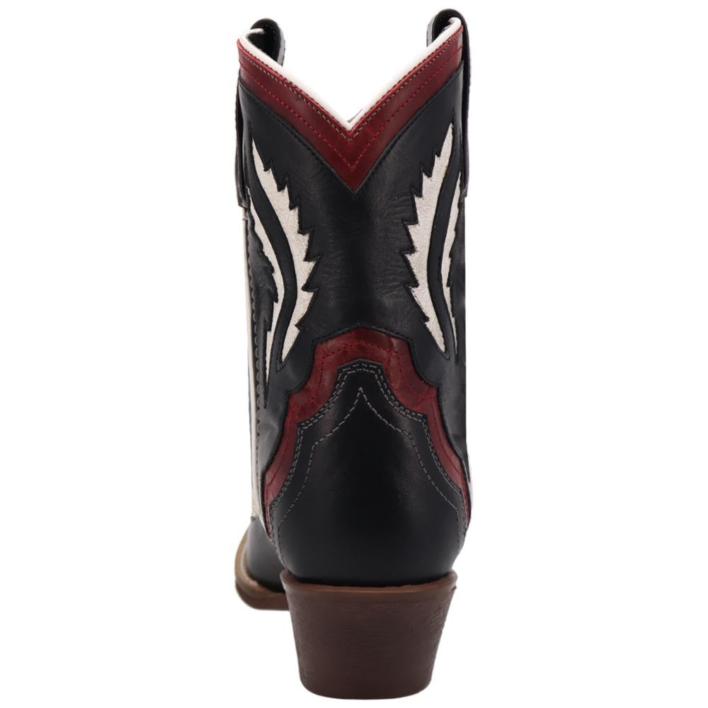 Laredo Wrenly Women's Black Leather Western Bootie – 8" Snip Toe Cowgirl Ankle Boot